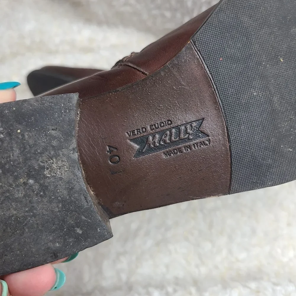 Mally Brown Leather Ankle Boots sz 40‎